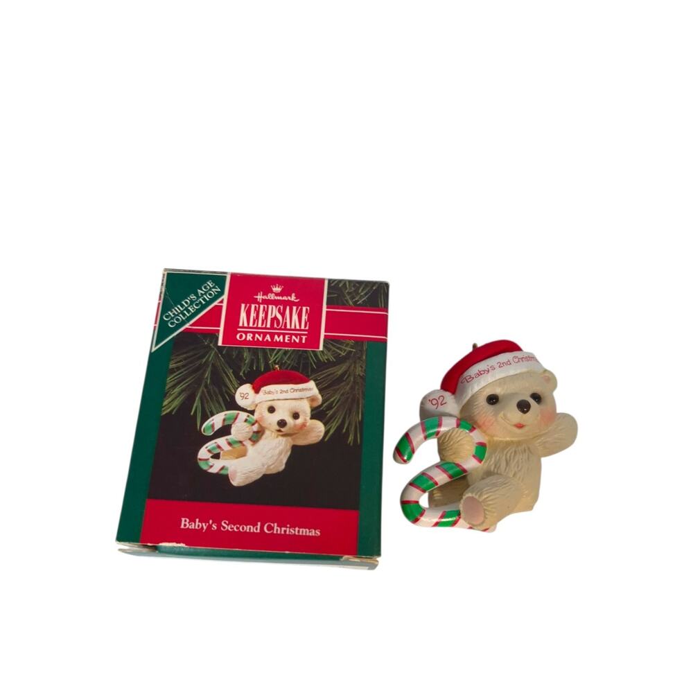 Hallmark Keepsake Christmas Ornament 1992 Baby Second Christmas Teddy Bear